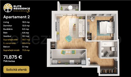 Apartament 2 Camere 60mp Elite Residence Măgurele 3