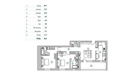 Apartament 3 Camere 89mp City Apartments Prisaca Dornei