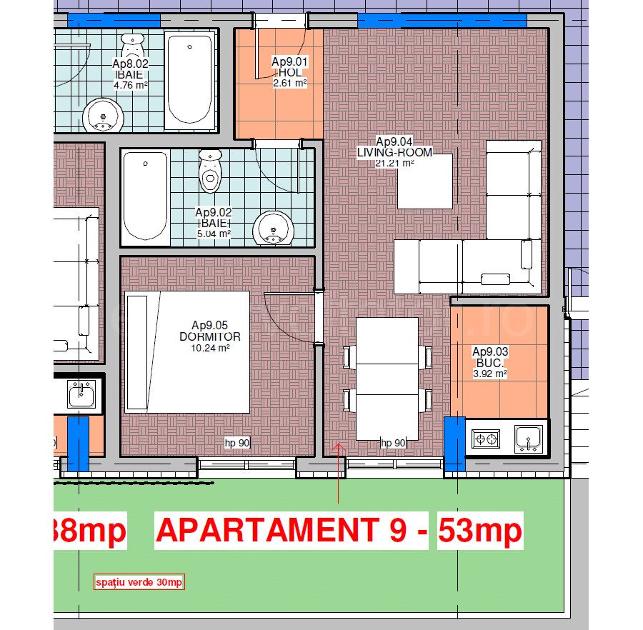 Apartament 2 Camere 43mp ELIMAR Rezidential