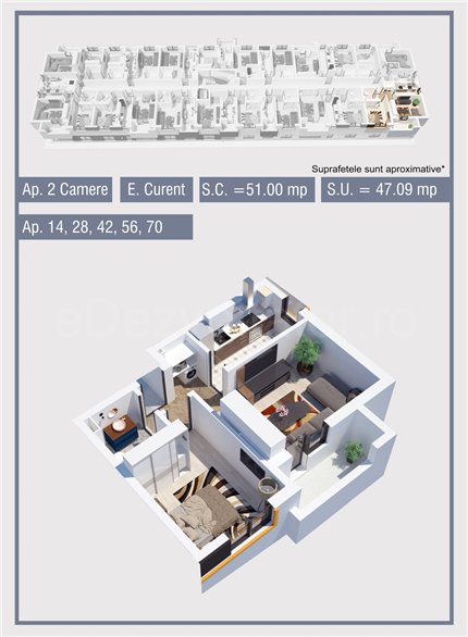 Apartament 2 Camere 47mp Green Park Residence