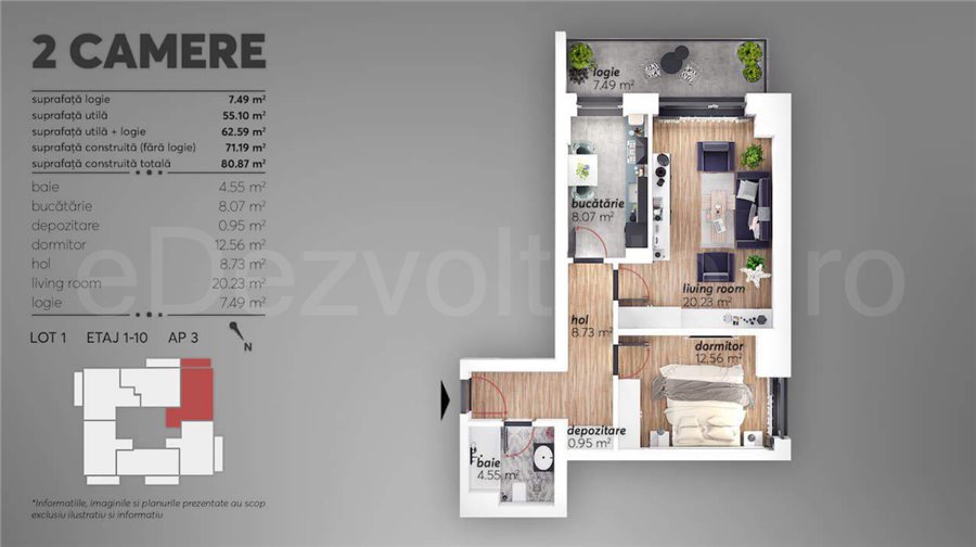 Apartament 2 Camere 63mp V22 Virtutii Park Residence