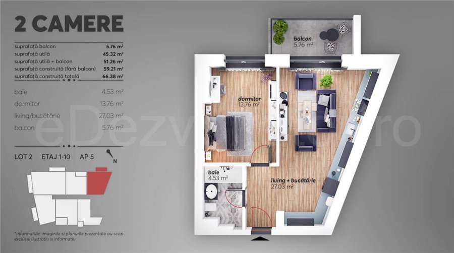 Apartament 2 Camere 51mp V22 Virtutii Park Residence