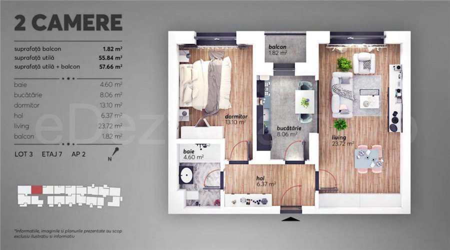Apartament 2 Camere 58mp V22 Virtutii Park Residence