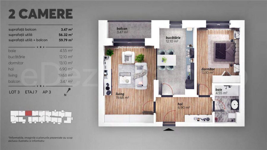 Apartament 2 Camere 60mp V22 Virtutii Park Residence