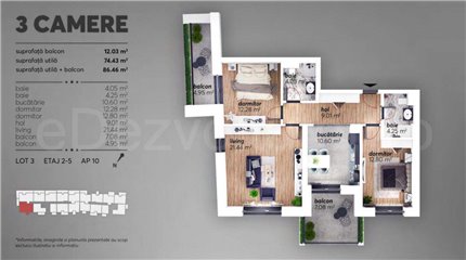 Apartament 3 Camere 86mp V22 Virtutii Park Residence