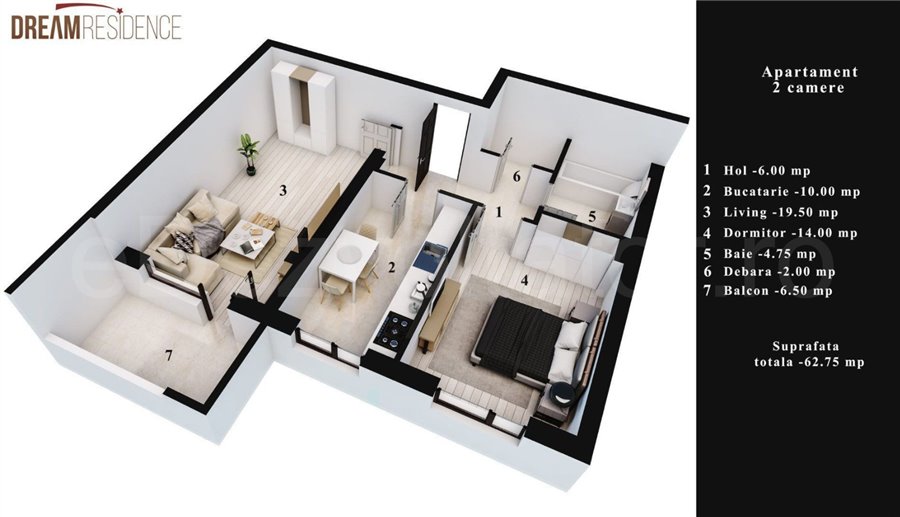 Apartament 2 Camere 63mp Dream Residence
