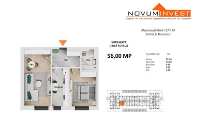 Apartament 2 Camere 56mp Novum Residence - Lacul Morii