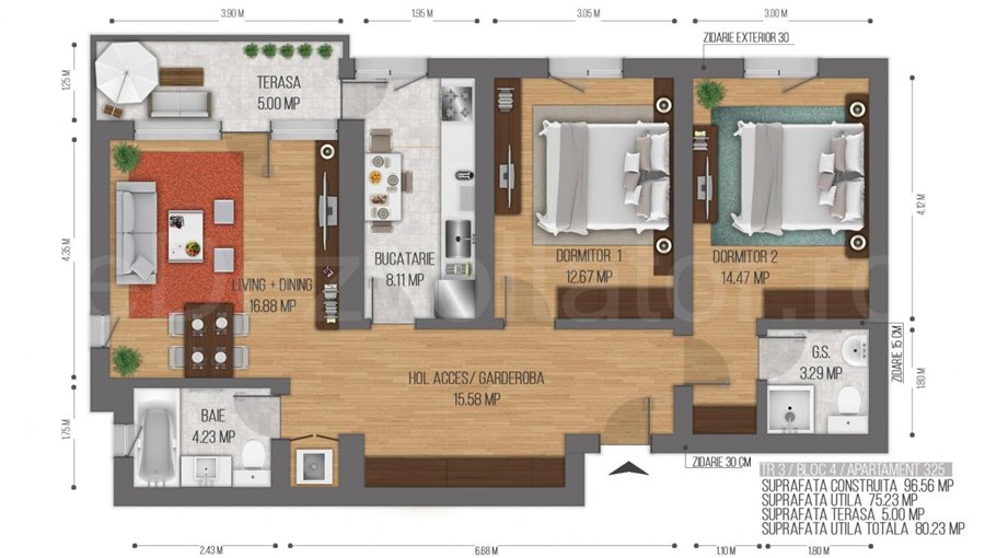 Apartament 3 Camere 80mp Transparent Residence 3