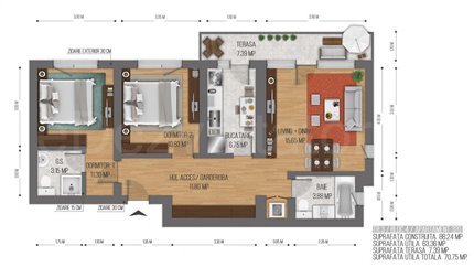 Apartament 3 Camere 71mp Transparent Residence 3