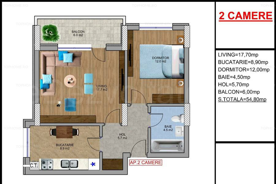 Apartament 2 Camere 55mp Mellyza Residence 7
