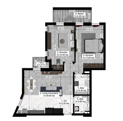 Apartament 3 Camere 82mp Oxy Residence