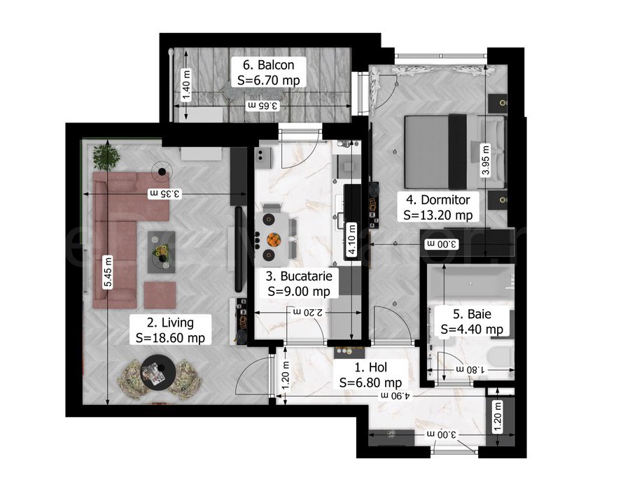 Apartament 2 Camere 59mp Oxy Residence