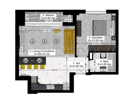 Apartament 2 Camere 53mp Oxy Residence