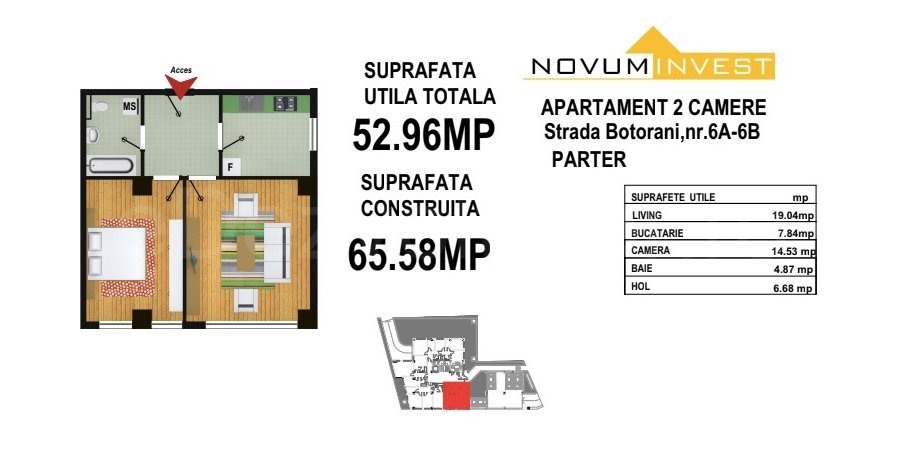 Apartament 2 Camere 53mp Novum Invest - 13 Septembrie
