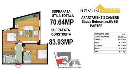 Apartament 3 Camere 71mp Novum Invest - 13 Septembrie