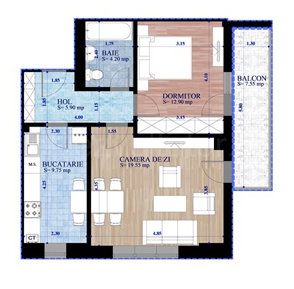 Apartament 2 Camere 60mp ISG Residence IV