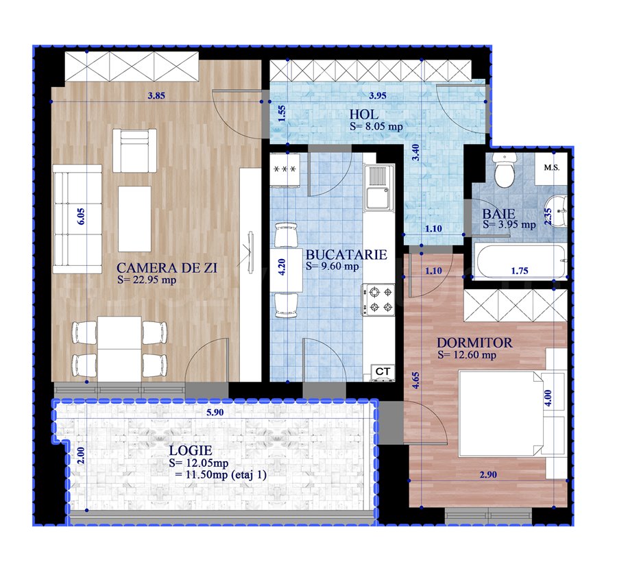 Apartament 2 Camere 69mp ISG Residence IV