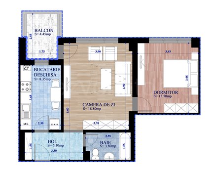 Apartament 2 Camere 54mp ISG Residence IV
