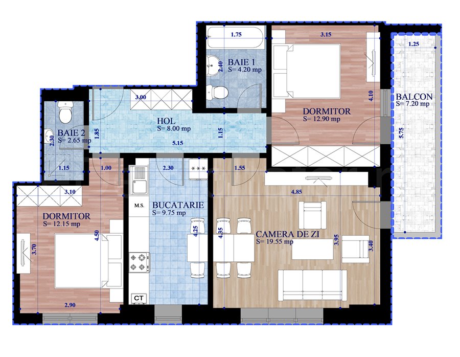 Apartament 3 Camere 76mp ISG Residence IV