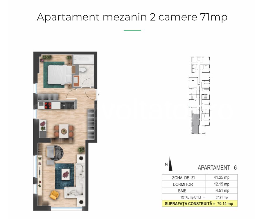 Apartament 2 Camere 71mp NorthSide Park - Tower