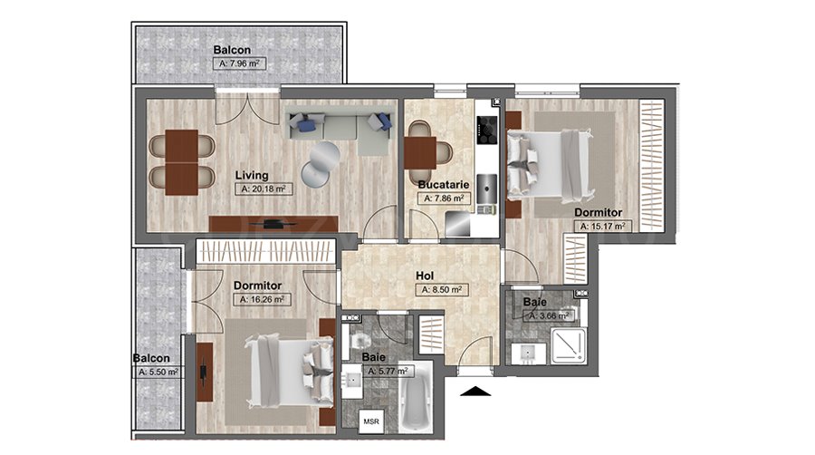 Apartament 3 Camere 91mp Family Rezidential Fundeni 2