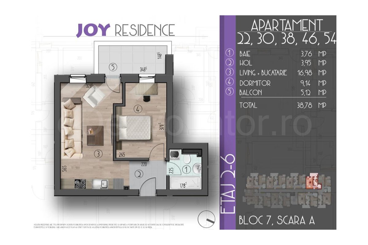 Apartament 2 Camere 39mp Joy Galaxy Residence