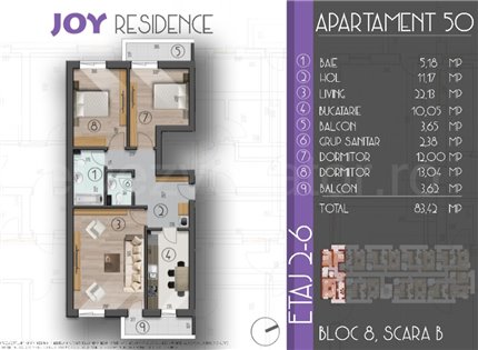 Apartament 3 Camere 83mp Joy Galaxy Residence