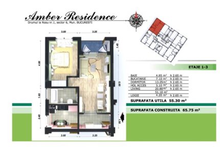 Apartament 2 Camere 56mp Amber Residence