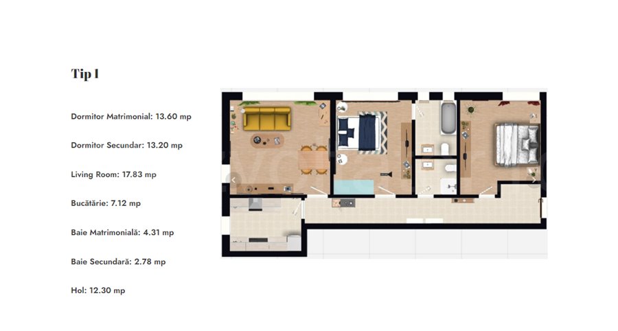 Apartament 3 Camere 71mp Almond Residence