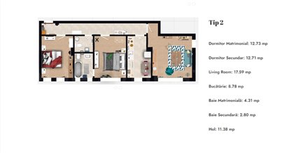 Apartament 3 Camere 70mp Almond Residence