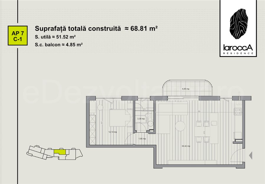 Apartament 2 Camere 56mp LaroccA Residence