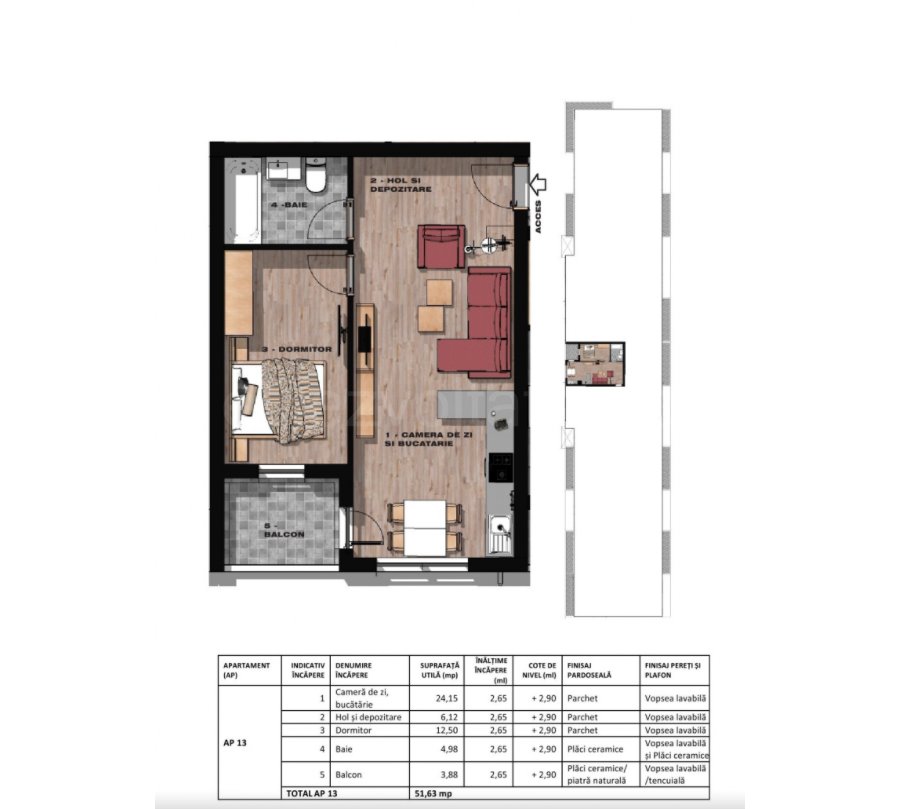 Apartament 2 Camere 52mp Luica Residence