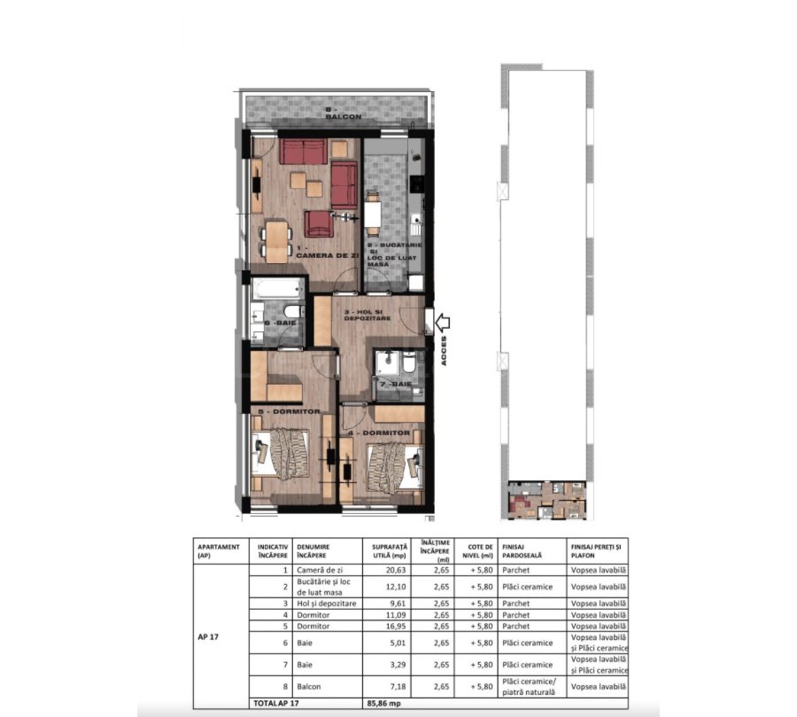 Apartament 3 Camere 86mp Luica Residence