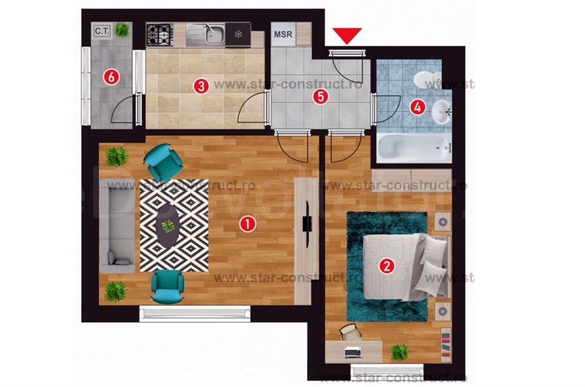 Apartament 2 Camere 56mp Kappa Residence Ghencea