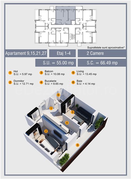 Apartament 2 Camere 55mp NewCasa Residence 3