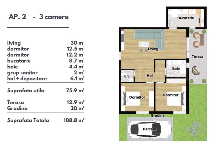 Apartament 3 Camere 89mp Olympia Residence