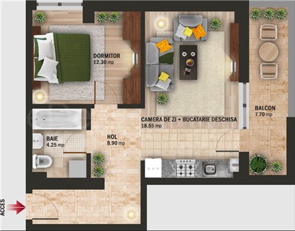 Apartament 2 Camere 52mp Veris Residence
