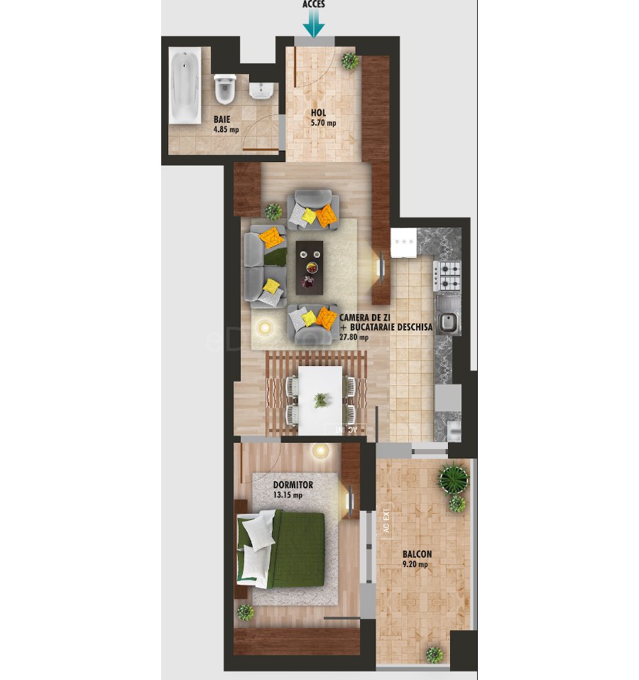 Apartament 2 Camere 61mp Veris Residence
