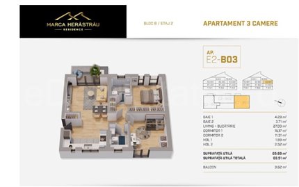 Apartament 3 Camere 70mp Marca Herastrau Residence
