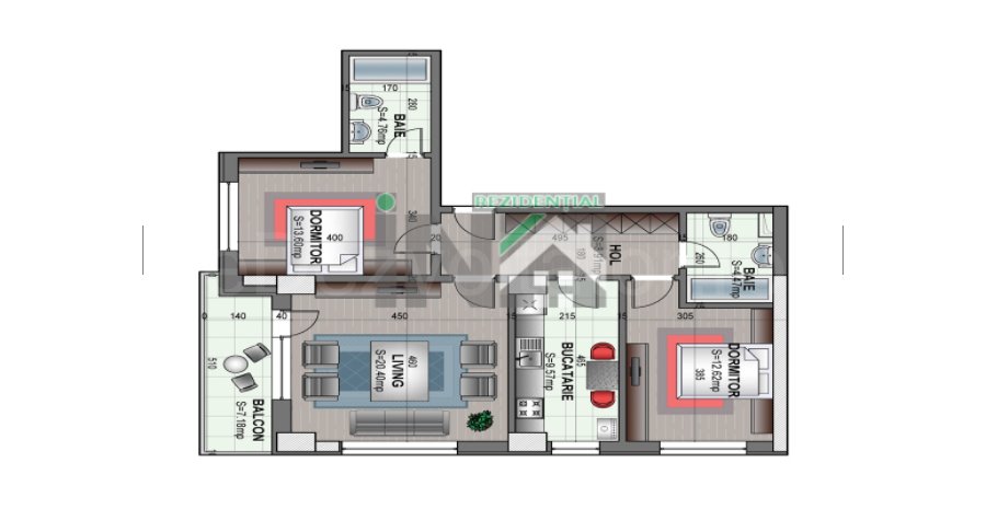 Apartament 3 Camere 82mp IN Rezidential 2 Militari