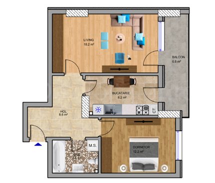 Apartament 2 Camere 59mp HomeLuk Residence