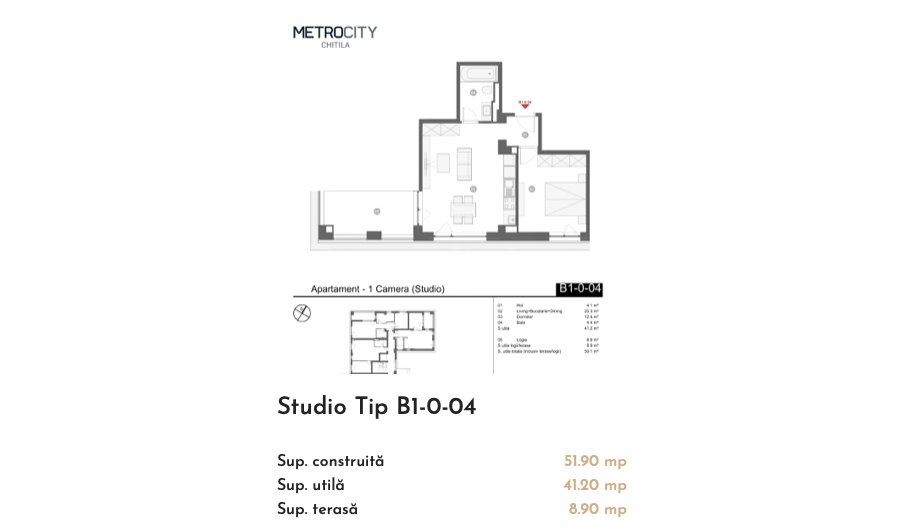 Apartament 2 Camere 41mp MetroCity
