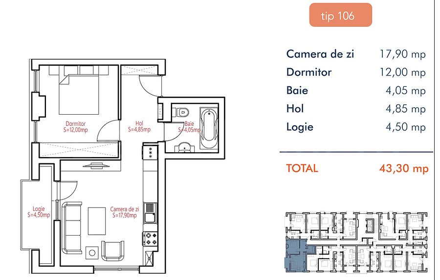 Apartament 2 Camere 44mp New Colentina Residence
