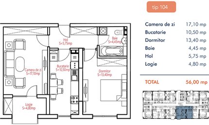 Apartament 2 Camere 56mp New Colentina Residence