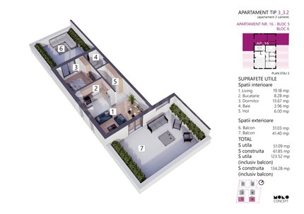 Apartament 2 Camere 124mp Color Life Residence