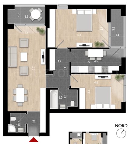 Apartament 3 Camere 93mp Tower Residence