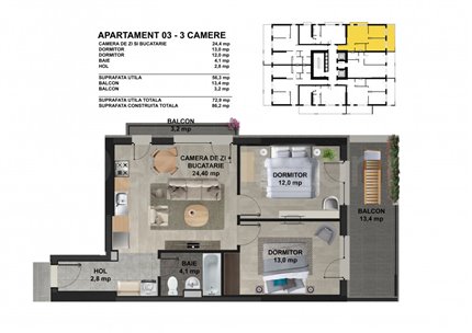 Apartament 3 Camere 73mp Sun Lake Residence