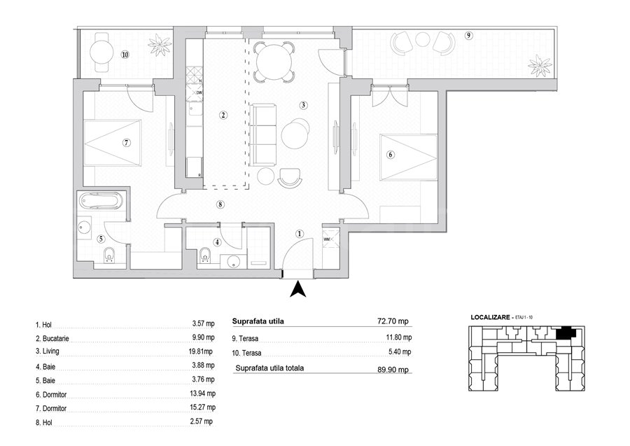 Apartament 3 Camere 90mp Vulcan Residence