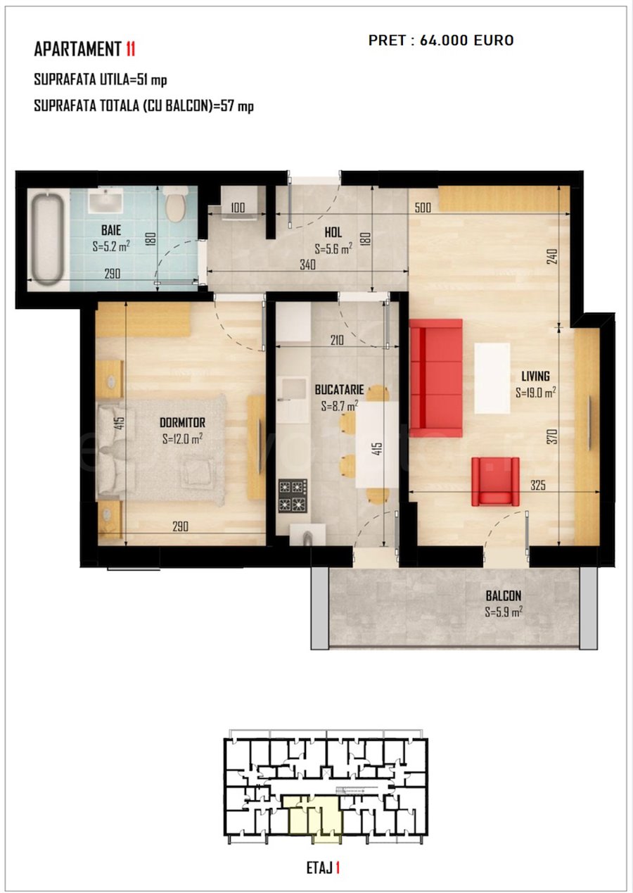 Apartament 2 Camere 57mp Top Trade Residence
