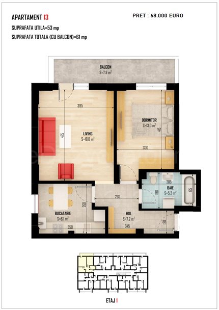 Apartament 2 Camere 61mp Top Trade Residence